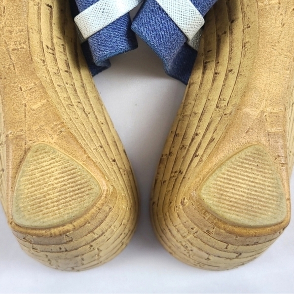 Italian Shoemakers Vivian Slip On Wedge Platform Denim Blue Sandals Straps Sz 10 - Picture 10 of 15